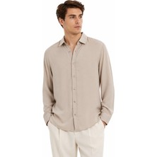 Cazador Erkek Tencel Regular Fit Gömlek Uzun Kol 20610 Bej