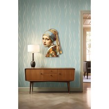 Macrodec Inci Küpeli Kadın Metal Tablo - Johannes Vermeer Klasik Sanat Temalı Lazer Kesim Modern Duvar Dekoru