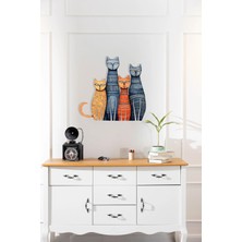 Macrodec Colorful Cat Renkli Kediler Metal Tablo - Modern Hayvan Figürlü Pop Art Lazer Kesim Duvar Dekoru