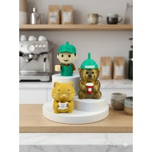fyne Kahve Barista & Dostları Sevimli Figür Seti (Ayı, Kedi, Barista)