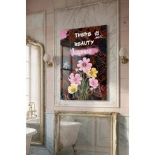 Macrodec Beauty In Chaos Sanatsal Çiçek ve Graffiti Cam Tablo - 4mm Temperli Kırılmaz Cam Duvar Dekoru