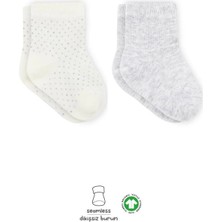 Luord-Store Puan Derby Penye Soket Çorap 2'li BS10103 Gri Ekru