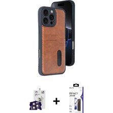 Cepte Toptan iPhone 16 Pro Max Kılıf Yörünge Işık Serisi - Siyah Bilvis 3x Ar Hayalet Cam Ekran Koruyucu + Bilvis Titan Kamera Lens - Tmgı
