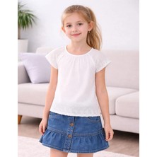 Organickid Müslin Kız Çocuk Beyaz Reglan Kol T-Shirt