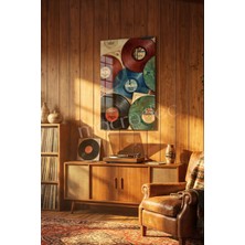 Macrodec Vintage Vinyl Hits Sanatsal Cam Tablo - 4mm Temperli Kırılmaz Cam Duvar Dekoru