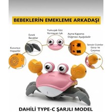 Ziventa Eğlenceli Sağa Sola Hareket Eden Oyuncak Yengeç Emeklemeye Yardımcı Sensörlü Işıklı Sesli Şarjlı