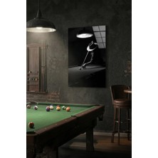 Macrodec Billiards Player Retro Cam Tablo - 4mm Temperli Kırılmaz Cam Duvar Dekoru