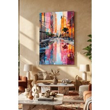 Macrodec City Reflections Modern Şehir Manzarası Cam Tablo - 4mm Temperli Kırılmaz Cam Duvar Dekoru