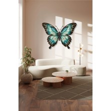 Macrodec Radiant Wings Turkuaz Kelebek Metal Tablo - Parlak Bir Dokunuş Modern Hayvan Figürlü Duvar Dekoru