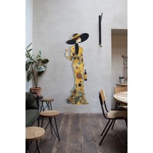 Macrodec Şarap Kadehli Zarif Kadın Metal Tablo - Modern Estetik Kadın Figürlü Lazer Kesim Duvar Dekoru