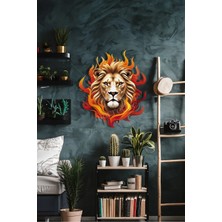 Macrodec Alevli Aslan Portre Figürlü Metal Duvar Tablosu–flame King Lüks Tasarım