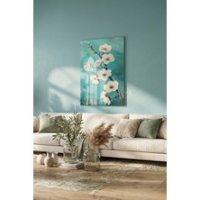 Macrodec Bahar Esintisi Beyaz Çiçekli Cam Tablo - 4mm Temperli Kırılmaz Cam Duvar Dekoru