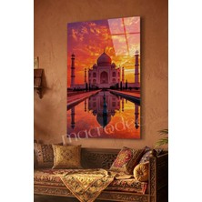 Macrodec Tac Mahal Aşkın Ihtişamı Gün Batımı Cam Tablo - 4mm Temperli Kırılmaz Cam Duvar Dekoru