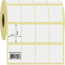 ŞEYLİŞEYLER Şeylişeyler - 40X20 Termal Barkod Etiketi 4000 Sarım Yanyana 4'lü 5 Rulo