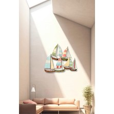 Macrodec Color Sails Renkli Yelkenler Metal Tablo - Modern Deniz ve Gemi Temalı Lazer Kesim Duvar Dekoru