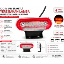 Mega Oto Market 12-24V Braketli Kırmızı Beyaz Yere Bakan Lamba Yan Reflektör Lamba – Su Geçirmez Kamyon Tır Römork Uyumlu 1 Adet