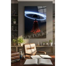 Macrodec Man Of Steel Karadelik ve Kozmik Kahraman Cam Tablo - 4mm Temperli Kırılmaz Cam Duvar Dekoru