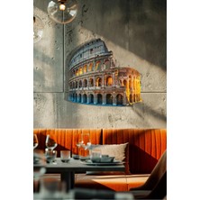 Macrodec Colosseum Wall Art Roma Kolezyumu Metal Tablo - Modern Şehir Mimari Temalı Siyah Lazer Kesim Duvar Dekoru