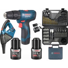 Bosch Gsb Darbeli 120 Li 3 Ah Çift Akülü Vidalama +  Bosch Gas 12 Şarjlı Araç Süpürgesi + Bosch V-Line 103 Parça Uç Seti