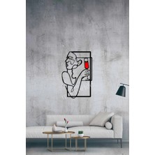 Macrodec Wine Woman Metal Duvar Tablosu – Çizgi Sanatı Kadın Figürlü Dekor