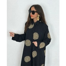 Madame Melek Glow Nakışlı Kimono Takın Uzun Maxi Boy Gömlek Pantolonlu Takım
