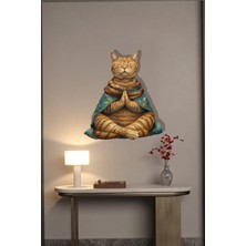 Macrodec Meditasyon Yapan Kedi Metal Duvar Tablosu – Zen ve Huzur Temalı Dekor
