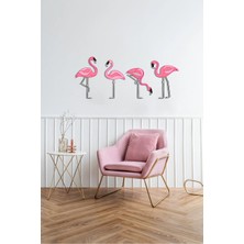Macrodec Pink Flamingo Pembe Flamingo Seti Metal Tablo - Modern Egzotik Kuş Temalı Çoklu Lazer Kesim Duvar Dekoru