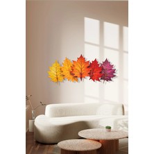 Macrodec Luminous Leaves Parlak Sonbahar Esintisi Metal Tablo - Renkli Yaprak Figürlü Modern Duvar Dekoru