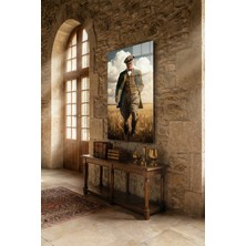 Macrodec Atatürk Buğday Başaklarında Sanatsal Cam Tablo - 4mm Temperli Kırılmaz Cam Duvar Dekoru