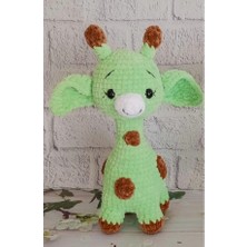 Fıstık Yeşili Tatlı Zürafa Amigurumi Organik Oyuncak
