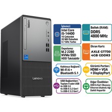 Lenovo Thinkcentre Neo 50T Gen 5 I5-14400 32GB 512GB SSD 4 GB GT730 Windows 11 Pro Masaüstü Bilgisayar 12UD002CTR 021