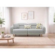 Rolivs Stella Üçlü Koltuk – Bukle Kumaş Dumanlı Deniz | Soft Ton, Modern Stil (Stlu3)