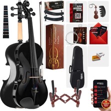 Midex HGA44BK-STYS Full Siyah Set Keman 4/4 (Yastık Stand Susturucu Yedek Tel Reçine Çanta Yay)