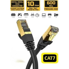 Seetech Cat 7 Ethernet Kablosu 1 Metre 10 Gigabit/s 600 Mhz Premium RJ45 Metal Zırhlı Konnektör