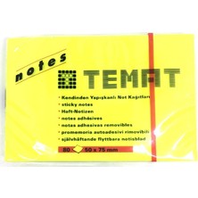 Temat Yapışkanlı Not Kağıdı 50X75 Mm Fosforlu Sarı 11064 (12 Koçan)