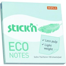  hopax stickn eco notes yapışkanlı not kağıdı 100 yaprak 76x76mm pastel mavi 21747 (12 koçan)