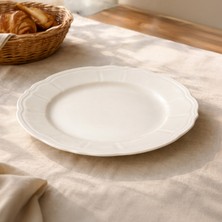 Tulu Porselen Tiffany Servis Tabağı - Krem - 25 cm