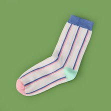 Evidea Soft Çizgili Çorap - Beyaz