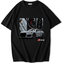Brz Collection Unisex Oversize Gray Audı Rs5 T-Shirt Siyah