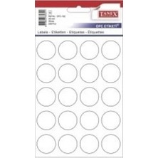 Tanex Ofc-132 Ofis Etiketi Poşetli Yuvarlak 25 Mm Beyaz (10 Lu Paket)