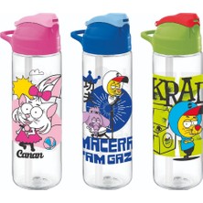 Gıpta Kral Şakir Pipetli Desenli Tritan Matara (Suluk) 630Cc (Karışık Renk) K2220