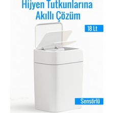 PremiumPort Otomatik Sensörlü 18L Çöp Kovası, Sessiz ve Antibakteriyel Kullanım