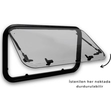 Babarvy Cam Amortisörlü Karavan Pencere & Cam 120X50 cm - 90° Açılır
