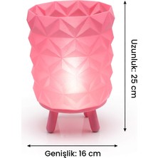 My Craft 3D MYCRAFT3D Pembe Geometrik Lamba - 3 Ayaklı Faset Desenli Başucu Lambası - Pembe Dekoratif Aydınlatma Abajur