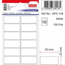 Tanex Ofc-118 Ofis Etiketi Poşetli 23X50 Mm Beyaz (10 Lu Paket)