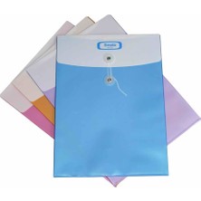 Smato A-4 W7537-3 Dosya İpli Ekstra Bölmeli Şeffaf Mavi 12 Li (1 Paket 12 Adet)