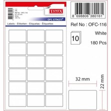  tanex ofc-116 ofis etiketi beyaz 10 lu 1161010 (1 paket 10 adet)