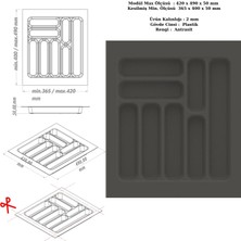 Özkan Wood Çekmece Içi Kaşıklık, Düzenleyici, Organizatör 55 cm x 49 cm