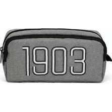 Beşiktaş Lisanslı 1903 Nakışlı Gri Kalem Çantası - Çift Bölmeli Taraftar Kalemliği