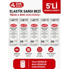 Ds Sağlık Elastik Sargı Bezi 10CM x 4m Elastik Sargı Bezi 10 cm x 4 M (Gerildiğinde) 5’li Avantaj Paketi